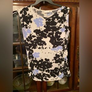 New York & Co. Floral Sleeveless Blouse Black & Purple & White Size Medium